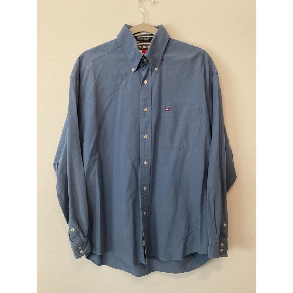 90s Y2K Tommy Hilfiger Denim Button Up Jamaica Sz Large Cotton Long Sleeve